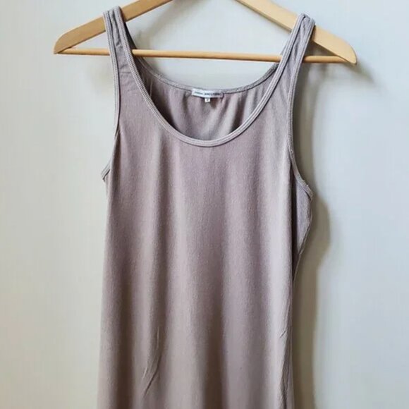 James Perse Medium Weight Ribbed Scoop Neck Daily Tank in Taupe Size 4 L XL - Picture 1 of 3
